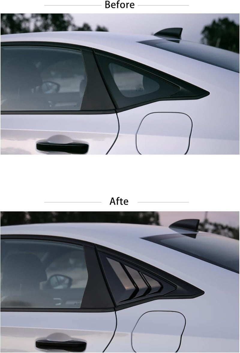 CKE for 11th Gen Civic Sedan Compatible with Honda Civic 2026 2025 2024 2023 2022 Accessories Car Exterior Rear Side Window Louvers Air Vent Scoop Shades Cover Blinds -Bright Black - Image 3